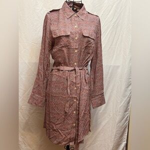 149 - Anthropologie Red and White Long Sleeve Dress